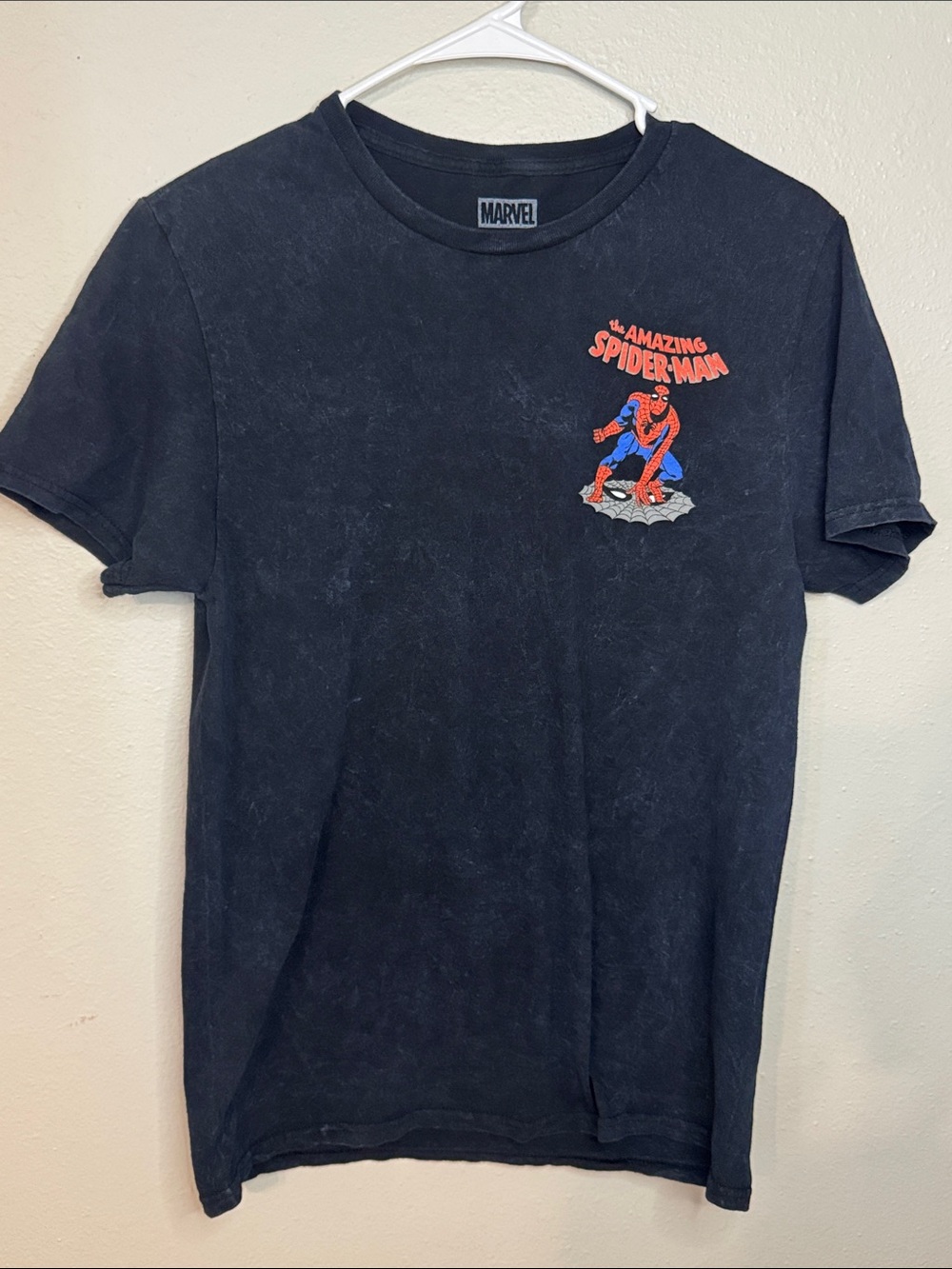 Marvel Black Spider-Man Graphic Tee with Red & Blue Print